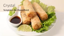  Presentation with soy - Presentation theme having spring-roll-and-soy background and a lemonade colored foreground