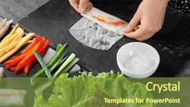  Presentation with rice - Audience pleasing PPT theme consisting of vietnamese culture - woman preparing spring rolls backdrop and a tawny brown colored foreground