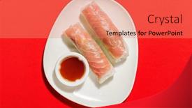  Presentation with salmon - PPT layouts with spring-rolls-with-salmon background and a coral colored foreground