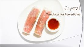  Presentation with salmon - PPT theme consisting of spring-rolls-with-salmon background and a cream colored foreground