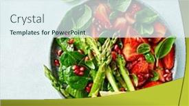  Presentation with salad dressing - Slide set featuring spring-salad-with-strawberries-pomegranate background and a sky blue colored foreground