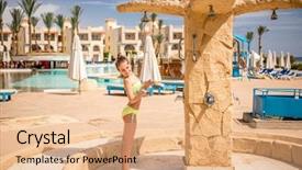  Presentation with teenage girl - Presentation theme having spring showers - funny teenage girl cooling background and a  colored foreground