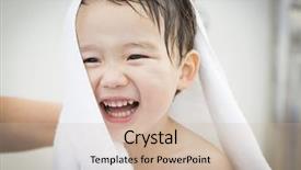  Presentation with spring water - Colorful theme enhanced with spring showers - mixed race boy having fun backdrop and a soft green colored foreground