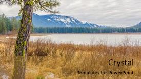  Presentation with mountain lake - Colorful slide deck enhanced with spring snow - majestic mountain lake in canada backdrop and a  colored foreground
