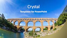 Presentation with aqueduct - Audience pleasing PPT theme consisting of spring sunny day three-tier backdrop and a  colored foreground