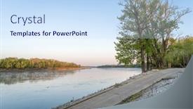  Presentation with ramp - Theme with spring-sunrise-over-missouri-river background and a sky blue colored foreground