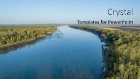  Presentation with cable stayed bridge over river - Slide set with spring-sunrise-over-the-missouri background and a light blue colored foreground