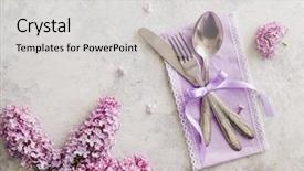  Presentation with purple rustic spring - PPT theme having spring table decoration with lilac background and a light gray colored foreground