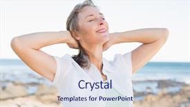  Presentation with woman in sea - PPT theme consisting of female dentist is treating a girl she sits on the dental chair and smiles the doctor uses a special dental instrument they are in a modern dental clinic background and a light gray colored foreground.