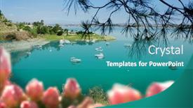  Presentation with boats - Cool new slides with spring time lake and boats in adana turkey backdrop and a teal colored foreground
