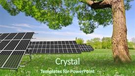  Presentation with solar tree - Audience pleasing presentation consisting of spring tree with solar energy backdrop and a tawny brown colored foreground