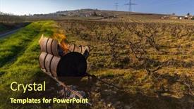  Presentation with vineyards - PPT theme consisting of spring-vineyards-near-givry-burgundy background and a tawny brown colored foreground