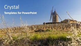  Presentation with windmill - Slides enhanced with spring-vineyards-with-chenas-windmill background and a teal colored foreground