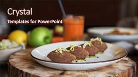  Presentation with healthy food - Slide deck with spring vitamin dieting food pate background and a wine colored foreground