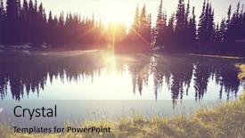  Presentation with lake - Presentation theme enhanced with spring water - lake background and a coral colored foreground