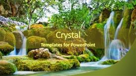  Presentation with waterfalls - Theme featuring spring water - summer view of beautiful small background and a tawny brown colored foreground