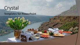  Presentation with serene - PPT theme having spring welcome - lunch at the vineyard serene background and a light gray colored foreground