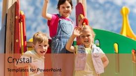  Presentation with children hands - Beautiful slide deck featuring spring welcome - summer childhood leisure friendship backdrop and a red colored foreground