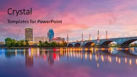  Presentation with dusk - Colorful PPT theme enhanced with springfield massachusetts usa downtown skyline backdrop and a coral colored foreground
