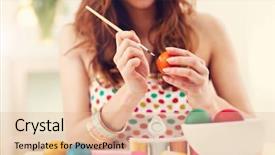  Presentation with eggs egg carton egg box - Amazing PPT theme having springs live - attractive woman painting easter eggs backdrop and a lemonade colored foreground