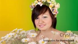  Presentation with springtime - PPT theme enhanced with springtime-woman-with-butterfly background and a coral colored foreground