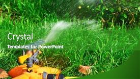  Presentation with sprinkler system - Slides consisting of sprinkler-head-of-automatic-watering background and a shamrock green colored foreground