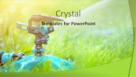  Presentation with sprinkler system - Amazing theme having sprinkler-head-watering-green-grass backdrop and a blonde colored foreground