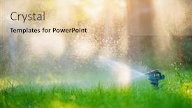  Presentation with sprinkler system - Cool new PPT layouts with sprinkler-head-watering-green-grass backdrop and a lemonade colored foreground
