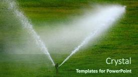  Presentation with park - Presentation having sprinkler-in-a-park-spraying background and a forest green colored foreground