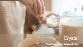  Presentation with coconut - Beautiful presentation theme featuring sprinkle - woman sprinkling desiccated coconut backdrop and a coral colored foreground