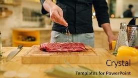  Presentation with sprinkles - PPT theme having sprinkles raw meat with seasoning background and a gold colored foreground