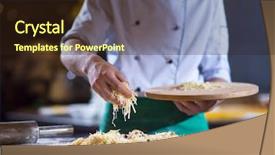  Presentation with pizza pasta - PPT layouts featuring sprinkling cheese over fresh pizza background and a wine colored foreground