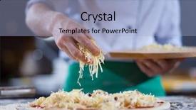  Presentation with chef - Audience pleasing PPT layouts consisting of sprinklws - chef sprinkling cheese over fresh backdrop and a light blue colored foreground