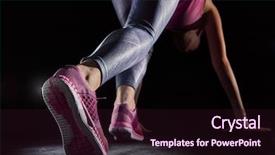  Presentation with healthy lifestyle - Presentation theme featuring sprint - athletes foot close-up healthy lifestyle background and a wine colored foreground