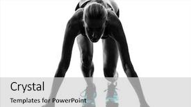  Presentation with running - Presentation consisting of sprint - one caucasian woman runner running background and a light gray colored foreground