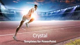  Presentation with running - PPT layouts enhanced with sprint - sportsman running track mixed media background and a coral colored foreground