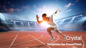  Presentation with running - Audience pleasing PPT layouts consisting of sprint - sportsman running track mixed media backdrop and a coral colored foreground