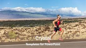  Presentation with ironman - Theme enhanced with sprint - triathlete man runner running uphill background and a coral colored foreground