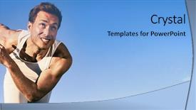  Presentation with banner blue - Beautiful PPT theme featuring sprinter athlete sprinting running backdrop and a light blue colored foreground