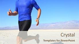  Presentation with sport - Audience pleasing PPT theme consisting of sprinting in desert athlete man backdrop and a sky blue colored foreground