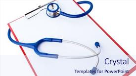  Presentation with clipboard stethoscope - Theme consisting of sprital - clipboard with paper labels background and a sky blue colored foreground