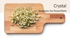  Presentation with vegetable cutting board - Colorful slides enhanced with sprouted mung beans on cutting backdrop and a coral colored foreground