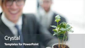  Presentation with sprout - Theme enhanced with sprouts - start-up young businessman shows young background and a tawny brown colored foreground