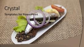  Presentation with tapas - Beautiful slide set featuring sprtts - delicious spanish tapas with butter backdrop and a  colored foreground