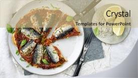  Presentation with manufacturing steel plate - Cool new PPT theme with sprtts - sardine tart on plate backdrop and a coral colored foreground