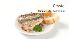 Presentation with sardines - PPT theme enhanced with sprtts - sardines with slices of bread background and a  colored foreground