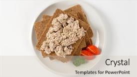  Presentation with white plate - Slide deck enhanced with sprtts - slices of fitness bread background and a  colored foreground