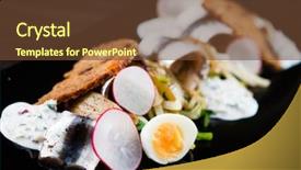  Presentation with quail - PPT theme featuring sprtts - sprat salad with quail eggs background and a  colored foreground