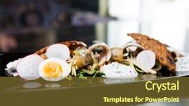  Presentation with quail - Slide deck featuring sprtts - sprat salad with quail eggs background and a  colored foreground