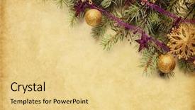  Presentation with vintage paper - Audience pleasing PPT theme consisting of spruce branch adorned with christmas backdrop and a  colored foreground